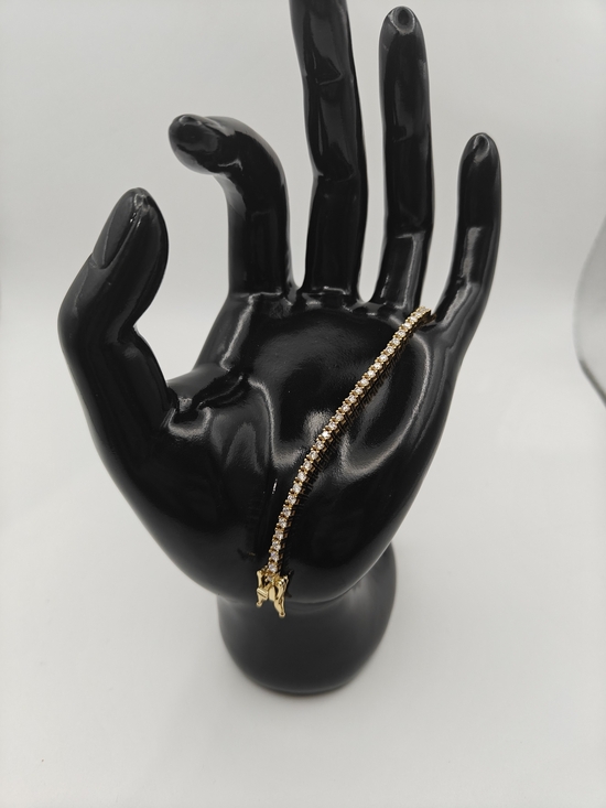 Jewelry - Gold and White Moissanite Crystal Tennis Bracelet - Women Jewelry